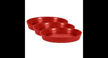 EDA Bloempot onderschaal Toscane - 3x - kunststof - rood - D15 cm