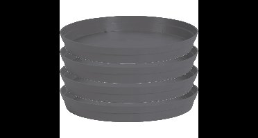 EDA Bloempot onderschaal Toscane - 4x - kunststof - antraciet - D28 cm