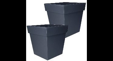 EDA Bloempot Toscane - 2x - antraciet grijs - kunststof - 32x32x32cm