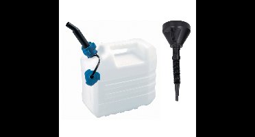 EDA Jerrycan - wit - voor olie en brandstof - 10 liter - met trechter
