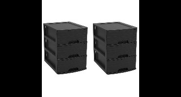 EDA Ladekast/organizer 3x lade - zwart - L19 x B26 x H25 cm