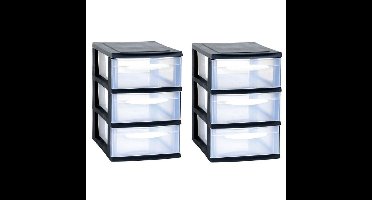 EDA Ladenkast/bureau organizer - 3x - zwart - stapelbaar - A5 - 3 lade