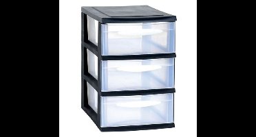 EDA Ladenkast/bureau organizer - zwart - stapelbaar - A5 - 3 lades