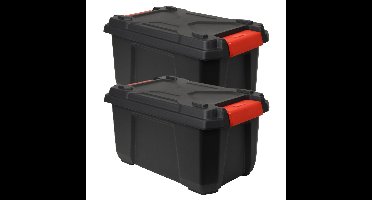 EDA opbergbox - 2x - waterdicht - zwart - 40 liter - 57 x 36 x 30 cm