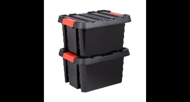 EDA opbergbox - 2x - waterdicht - zwart - 85 liter - 65 x 50 x 39 cm