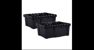 EDA opbergkrat 20L - 2x - zwart - kunststof - L43 x B34 x H17