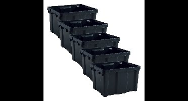 EDA opbergkrat 30L - 10x - zwart - kunststof - B34 x H26 - stapelbaar