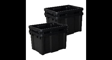 EDA opbergkrat 30L - 4x - zwart - kunststof - B34 x H26 - stapelbaar