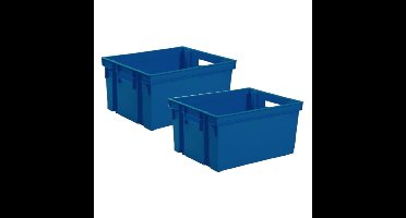 EDA Opbergkrat blauw - 8x - kunststof - 30L - L44 x B35 x H24 cm