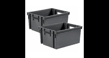 EDA Opbergkrat grijs - 2x - kunststof - 10L - L32 x B26 x H18 cm