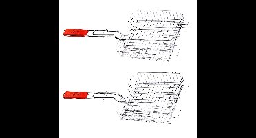 Elite BBQ/barbecue rooster - 2x - grill mand - metaal/hout - 32 x 57 x 5 cm