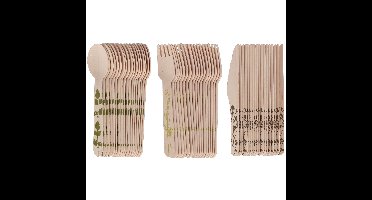 Esschert Design bestek set hout - 60x - mes/lepel/vork - kruidenopdruk