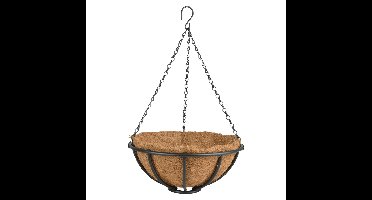 Esschert Design Hanging basket - metaal - zwart - met inlegvel - 30 cm