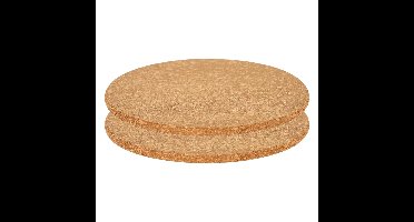 Esschert Design plantenpot onderzetter - 2x - kurk - D25 x 1 cm