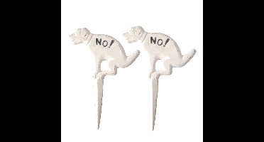 Esschert Design tuinbordje - 2x - ijzer - niet poepen - honden