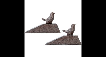 Esschert Deurstopper/wig vogel - 2x - gietijzer - donker bruin - 15 x 6.5 x 9 cm