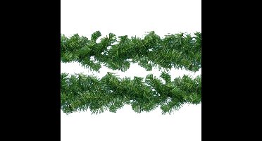Everlands Dennen guirlande - 2x - groen - 270 cm - D9,5 cm - 180 tips
