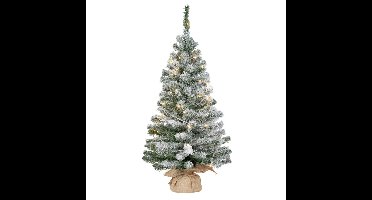 Everlands Kunst kerstboom - H90 cm - met sneeuw en verlichting