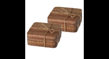 Excellent Houseware acacia houten glazen onderzetters - 8x stuks