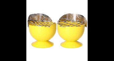 Excellent Houseware Asbak - 2x - BBQ vorm - metaal - 12 cm - geel