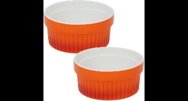 Excellent Houseware Creme brulee schaaltjes - 6x - oranje - Dia 9 cm