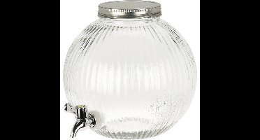 Excellent Houseware Drank dispenser Beverages Tap - 5.5 Liter - glas/metaal - tapkraan/deksel