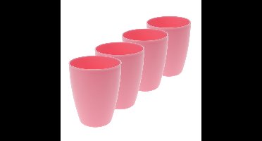 Excellent Houseware drinkbekers - 4x - kunststof - 340 ml - roze