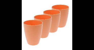 Excellent Houseware drinkbekers - 8x - kunststof - 340 ml - oranje