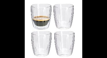 Excellent Houseware dubbelwandige koffieglazen - 4x - 100 ml
