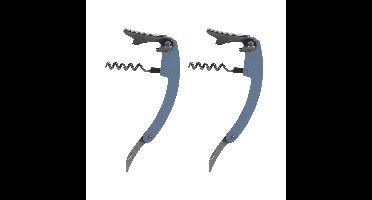 Excellent Houseware flesopener/kurkentrekker - 2x - kelnersmes - blauw
