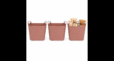 Excellent Houseware Flexibele emmer - 3x - oudroze - 15 L - 37 x 30 cm