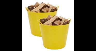 Excellent houseware Flexibele kuip / emmer - 2x - geel - 27 liter