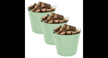 Excellent houseware Flexibele kuip / emmer - 3x - mint groen - 27 liter