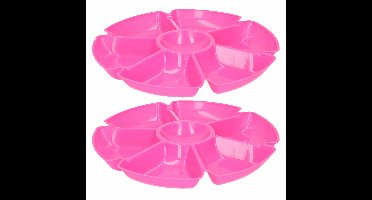 Excellent Houseware Hapjes/chips serveerschaal - set 2x stuks - fuchsia - 29 cm