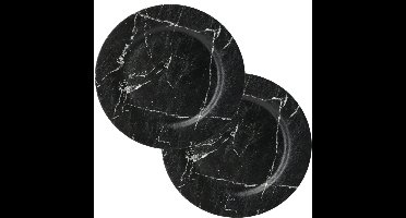 Excellent Houseware kerstdiner onderborden - 12x -D33 cm -zwart marmer