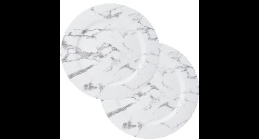 Excellent Houseware kerstdiner onderborden - 2x -D33 cm - wit marmer