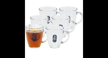 Excellent Houseware Koffie/thee glas - 6x - onbreekbaar - 380 ml