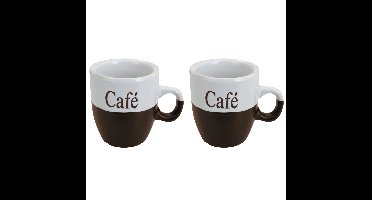 Excellent Houseware Koffiemok - 2x - bruin - keramiek - 150 ml
