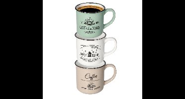 Excellent Houseware Koffiemok Cosy - set van 3x - 330 ml