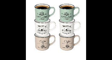 Excellent Houseware Koffiemok Cosy - set van 6x - 330 ml