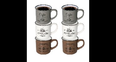 Excellent Houseware Koffiemok Cosy - set van 6x - 330 ml