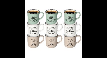 Excellent Houseware Koffiemok Cosy - set van 9x - 330 ml