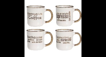 Excellent Houseware Koffiemokken set - 4x - bruin - 200 ml