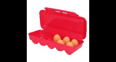 Excellent Houseware Kunststof Eierdoos - roze - 10 eieren