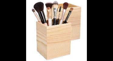 Excellent Houseware Make up organizer - 2x - hout - 8 x 8 x 10 cm