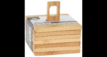 Excellent Houseware - Onderzetters voor glazen - 6st - bamboo - 9x9 cm