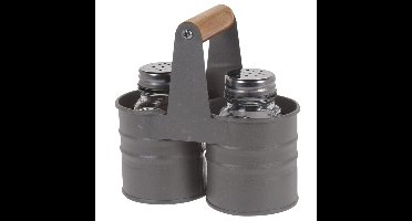 Excellent Houseware Peper en zout set in houder - glas/staal - 6 x 13