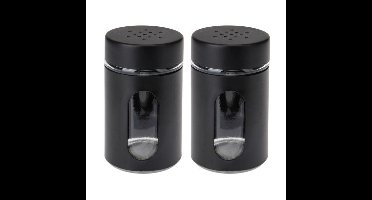 Excellent Houseware Peper / Zoutstrooier - 2x - zwart - 94 ml