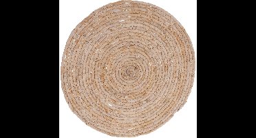 Excellent Houseware Placemats - 1x - rond - gevlochten riet - 38 cm