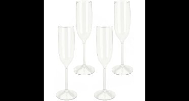Excellent Houseware Prosecco/Champagneglazen - 4x - transparant - kunststof - 165 ml